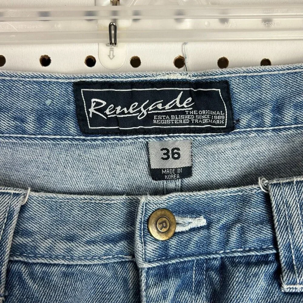Renegade‎ Carpenter Wide Leg Denim Jeans 34x30 Distressed Y2K Work Skate Baggy